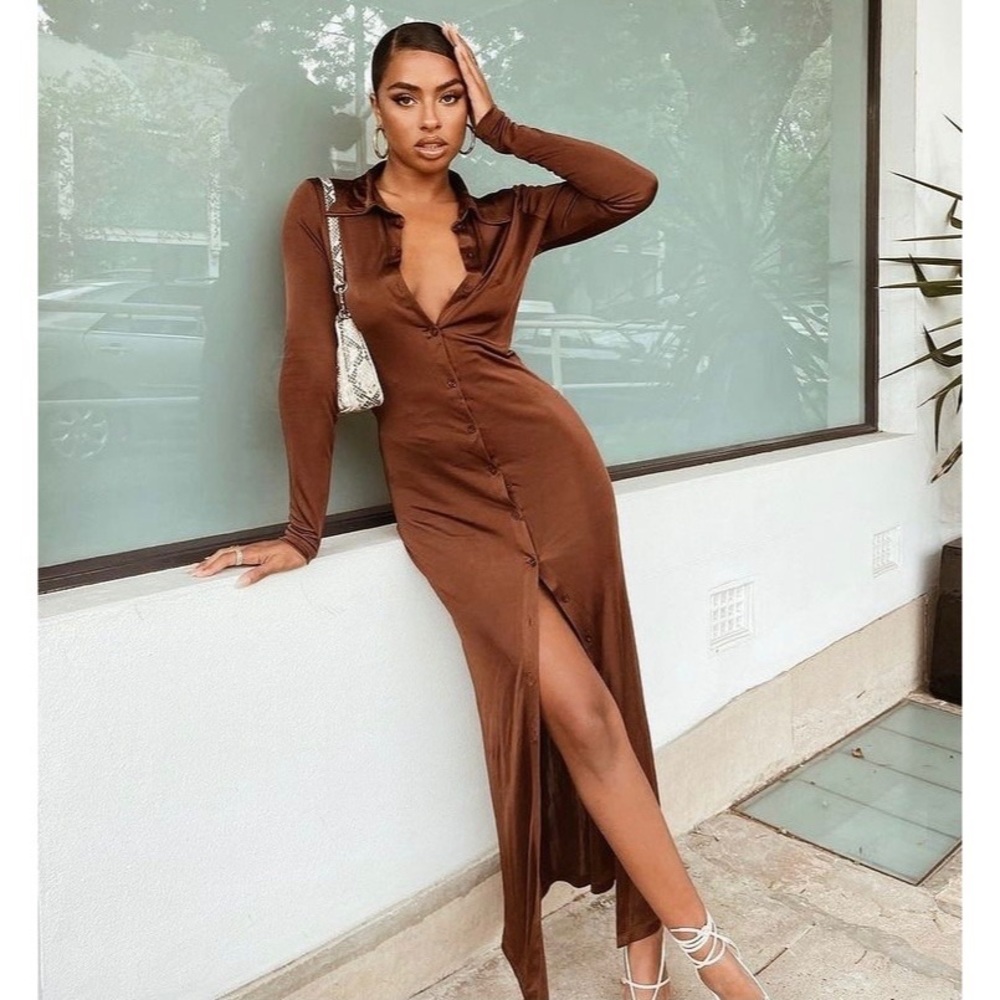 $198 L'ACADEMIE SLINKY BUTTON FRONT MAXI DRESS LPA REVOLVE MAJORELLE LOVERS